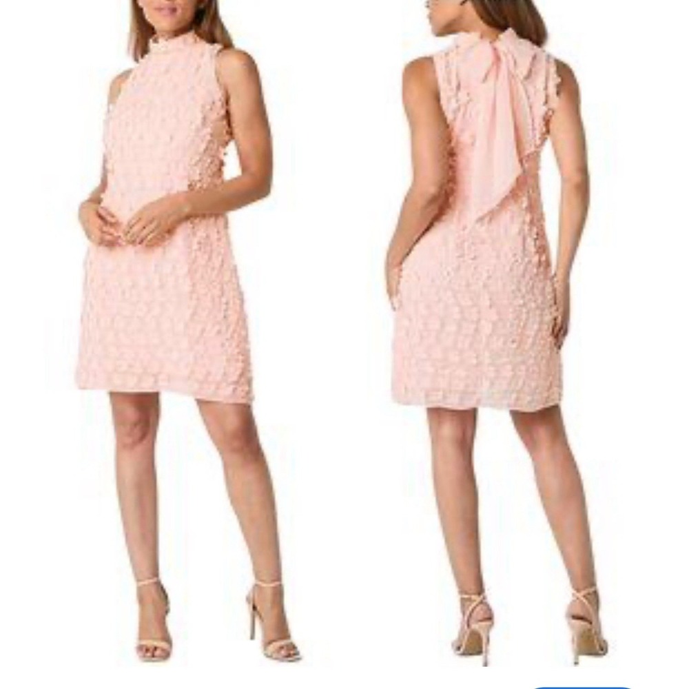 Coquette Wedding Fairy Pink 3D Floral Dress Small Blush Wedding Fairy Prep bow